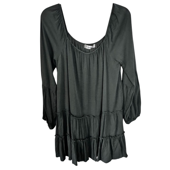 Fox & Gray forest fairy Green Long Sleeve tiered Dress boho peasant festival - Picture 1 of 7